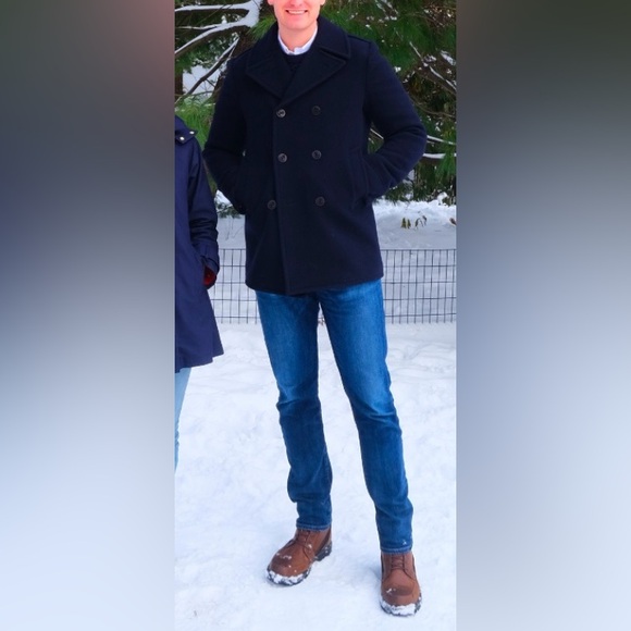 Polo Ralph Lauren Polo Wool-Blend Melton Peacoat Jacket Men’s 42L Navy Blue - Picture 3 of 15